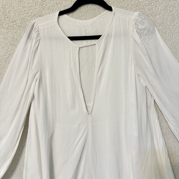 Free People Layered Tunic Dress S Cream Beck‎ Plunging Cutout Keyhole Minimal - Picture 2 of 13